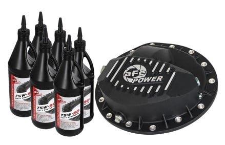 afe rear differential cover black w/machined fins nissan titan xd 16-19 - w/oil 46-70362-wl