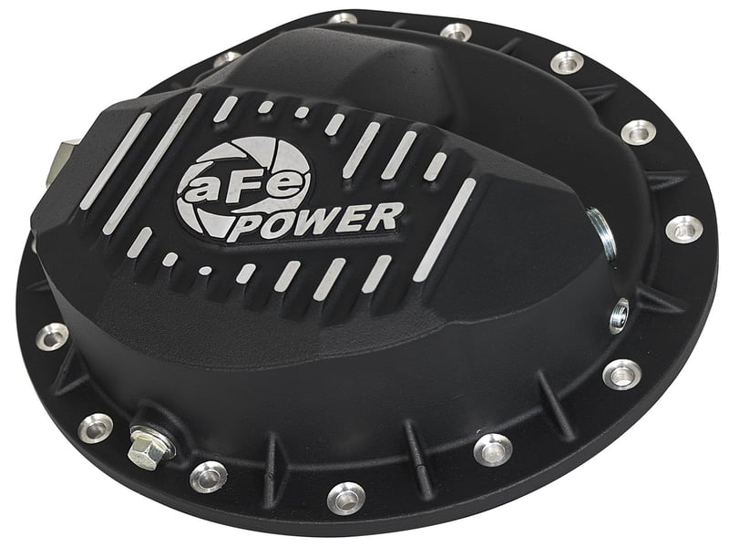 afe power pro series rear differential cover black w/machined fins 16-19 nissan titan xd(aam 9.5-14) 46-70362
