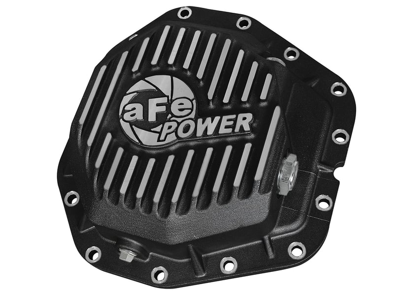 afe power rear diff cover black w/machined fins 17-21 ford f-350/f-450 6.7l (td) dana m300-14 (dually) 46-70382