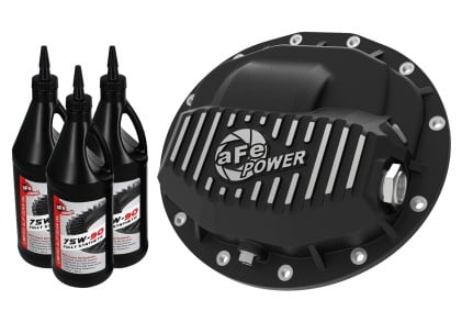 afe power pro series front diff cover black machined & gear oil 13-18 dodge ram 2500/3500 46-70402-wl