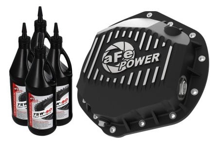 afe pro series rear diff cover black w/ machined fins & gear oil 01-18 gm diesel trucks v8-6.6l (td) 46-71061b