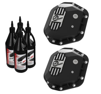 afe power pro series dana 44 front & rear diff cover black w/ mach fins 97-18 jeep wrangler (tj/jk) 46-7111bb