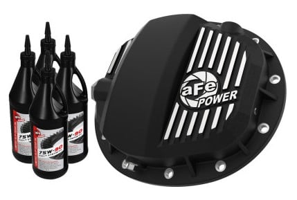afe pro series gmch 9.5 rear diff cover black w/mach fins & gear oil 19-20 gm silverado/sierra 1500 46-71141b