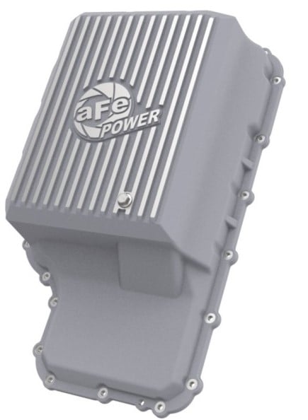 afe 20-21 ford truck w/ 10r140 transmission pan raw power street series w/ machined fins 46-71220a