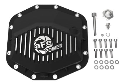 afe power 21-22 ram 1500 trx hemi v8 6.2l (sc) pro series rear differential cover black w/ machined 46-71280b
