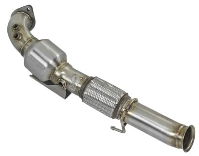 afe twisted steel 3in. 304 ss catted series downpipe 16-18 ford focus rs i4-2.3l (t) 48-33024-hc