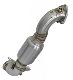 afe 09-13 mini cooper s (r56) l4 1.6l (t) twisted steel down pipe 2-1/2in 304 stainless steel w/ cat 48-36318-1hc
