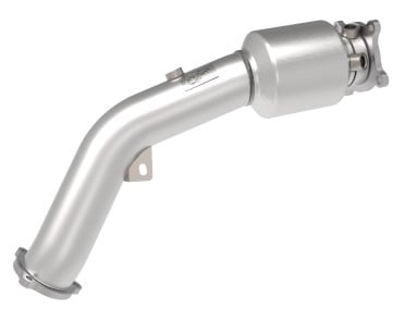 afe 09-16 audi a4/a5 (b8) l4-2.0l (t) twisted steel 3in. downpipe - 304 stainless w/ cat 48-36410-yc