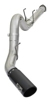 afe atlas 5in dpf-back alum steel exhaust system w/black tip 2017 ford diesel trucks v8-6.7l (td) 49-03090-b