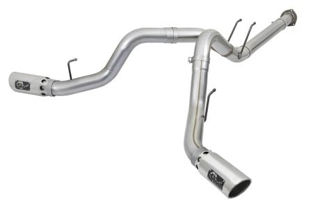 afe atlas 4in dpf-back alum steel exhaust system w/polished tip 2017 ford diesel trucks v8-6.7l (td) 49-03092-p
