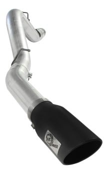afe atlas exhaust 5in dpf-back al steel 11-13 gm diesel trucks v8-6.6l (td) lml (blk tip) 49-04041-b
