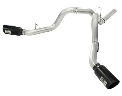 afe machforce xp exhaust aluminized dual split dpf back 11-15 gm diesel truck v8-6.6l (td) (blk tip) 49-04043-b