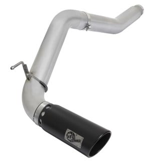 afe atlas exhaust 5in dpf-back al steel 2016 nissan titan xd v8-5.0l black tip 49-06112-b