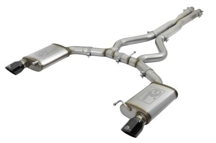 afe machforce xp 3in 304 ss cat-back exhausts w/ black tips 15-17 ford mustang gt v8-5.0l/v6-3.7l 49-33072-1b