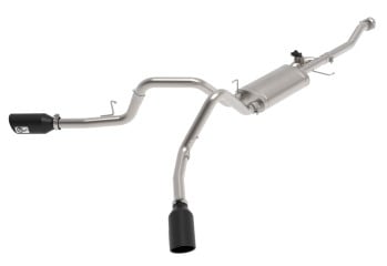 afe gemini xv 3in 304 ss cat-back exhaust 2021 ford f-150 v6 2.7l/3.5l (tt)/v8 5.0l w/ co black tips 49-33129-b