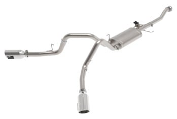 afe gemini xv 3in 304 ss cat-back exhaust 2021 ford f-150 v6 2.7l/3.5l (tt)/v8 5.0l w/ polished tips 49-33129-p