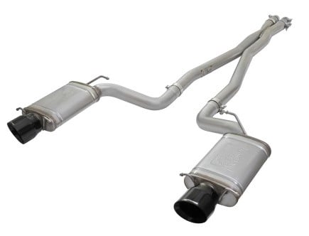 afe mach force-xp 3in cb stainless steel dual exhaust system w/ black tips 09-15 cadillac cts-v 49-34063-b