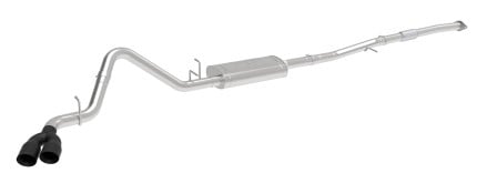 afe vulcan series 3in 304ss exhaust cat-back w/blk tip 2019 gm silverado/sierra 1500 l4-2.7l (t) 49-34109-b