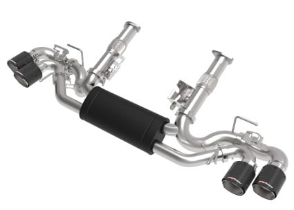 afe mach force-xp 3in to 2-1/2in 304ss cat-back 2020 chevy corvette (c8) 6.2l - carbon fiber tip 49-34124-c