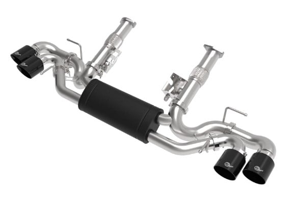 afe mach force-xp 2-1/2in 304ss cat-back 2020 chevy corvette (c8) 6.2l - black tip 49-34127-b
