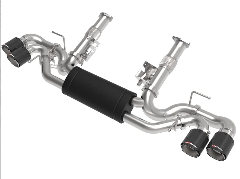 afe mach force-xp 3in to 2-1/2in 304ss cat-back (no npp) 2020 chevy corvette (c8) 6.2l - carbon tip 49-34127-c