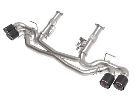afe mach force-xp 3in to 2-1/2in 304ss cat-back (no muff.) 2020 chevy corvette (c8) 6.2l - black tip 49-34127nm-b