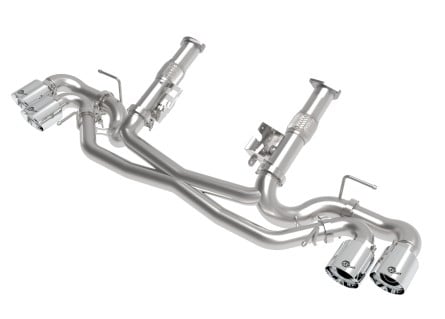 afe mach force-xp 3in to 2-1/2in 304ss cat-back (no muff.) 2020 chevy corvette 6.2l- polished tip 49-34127nm-p