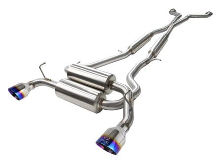 afe takeda 2-1/2in 304ss cat-back exhaust infiniti g37 08-13/q60 14-15 v6-3.7 w/ blue flame tips 49-36103-l