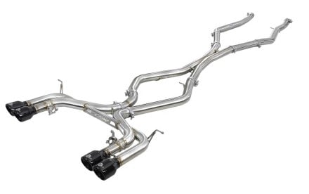 afe mach force-xp 3.5in. 304 ss c/b exhaust w/o muffler 15-18 bmw x5 m v8-4.4l (tt) - black tip 49-36342-b