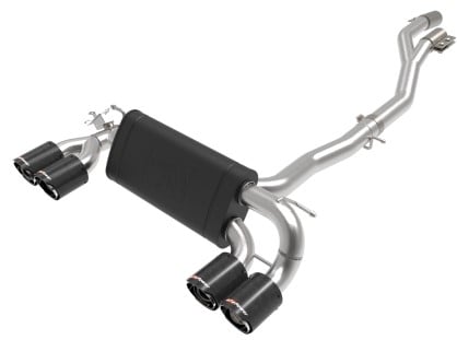 afe machforce xp exhausts cat-back ss 19-21 bmw m2 competition l6-3.0l w/carbon fiber tips 49-36350-c