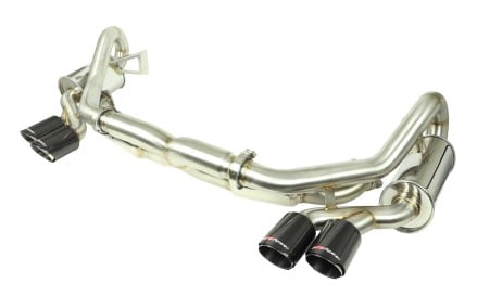 afe machforce xp 12-16 porsche 911 carrera h6-3.8l ss-304 cat-back exhaust w/carbon fiber tips 49-36406-1c