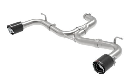 afe mach force-xp 3in to 2-1/2in stainless steel axle-back exhaust carbon - 15-17 volkswagen gti 49-36417-c