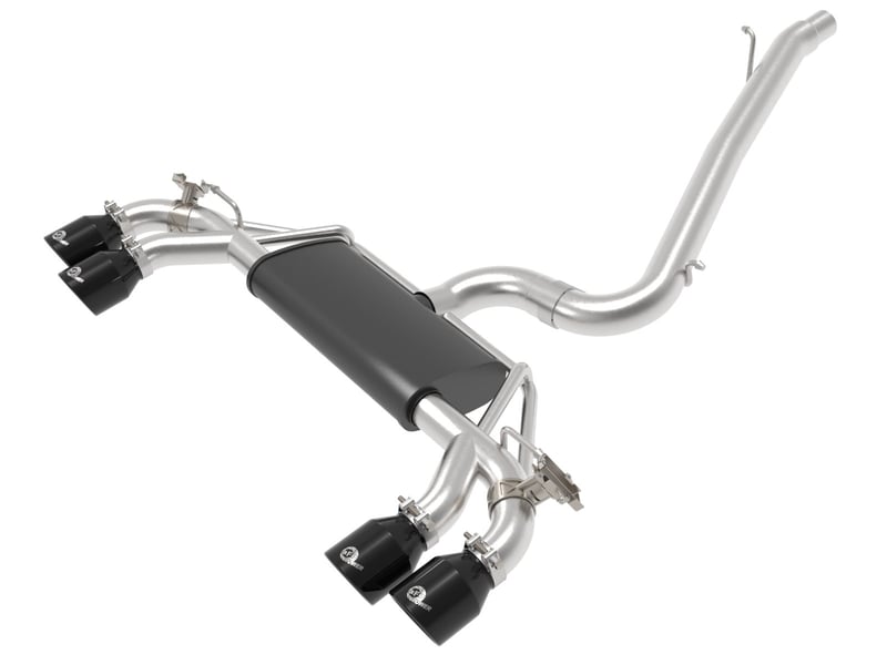 afe power mach force-xp 15-19 volkswagen golf r l4-2.0l(t) 304 ss cat-back exhaust system - black 49-36430-b