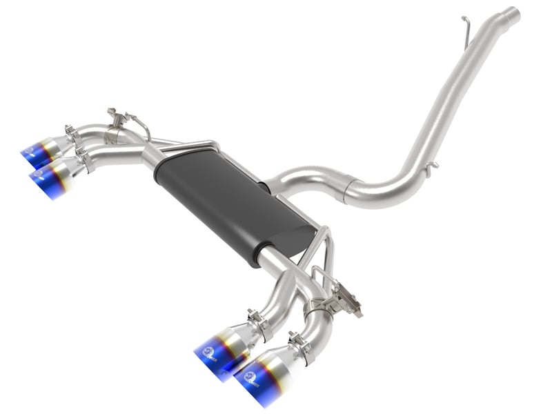 afe power mach force-xp 15-19 volkswagen golf r l4-2.0l(t) 304 ss cat-back exhaust system blue tips 49-36430-l