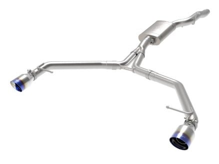 afe mach force-xp 13-16 audi allroad l4 ss axle-back exhaust w/ blue flame tips 49-36437-l