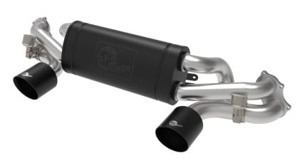 afe machforce xp 2.25in-2.5in 304ss exhaust cat-back porsche 20-22 cayman gt4(718) 4.0l - black tips 49-36443-b