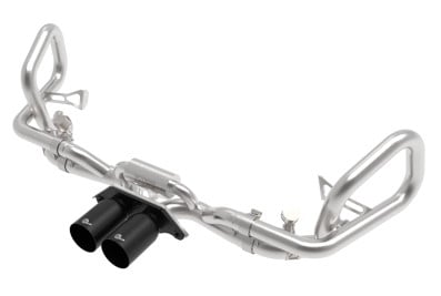 afe 14-16 porsche 911 gt3 991.1 h6 3.8l mach force-xp 304 ss cat-back exhaust system w/ black tips 49-36450-b