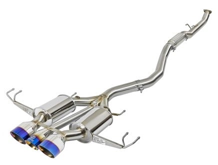 afe takeda 3in 304 ss cat-back exhaust w/ blue flame tips 2017+ honda civic type r i4 2.0l (t) 49-36616-l