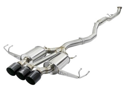 afe takeda 3in 304 ss cat-back exhaust w/ tri-black tips 17-18 honda civic type r l4 2.0l (t) 49-36623-b