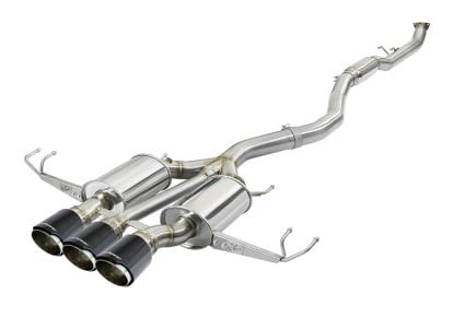 afe takeda 3in 304 ss cat-back exhaust w/ carbon fiber tips 17-18 honda civic type r l4 2.0l (t) 49-36623-c