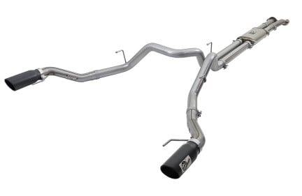 afe machforce xp 3in 409-ss exhaust cat-back 2017 ford f-150 raptor v6-3.5l (tt) w/ black tip 49-43045-b