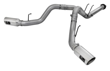 afe large bore hd 4in 409-ss dpf-back exhaust w/polished tip 11-14 ford diesel trucks v8-6.7l (td) 49-43065-p
