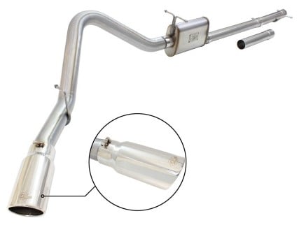afe machforce xp exhaust 3in-3.5in ss single side ext cb w/ polish tip 99-04 ford f-250 v8 5.4l/6.8l 49-43076-p