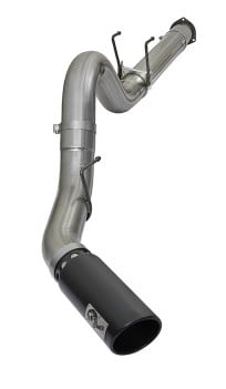 afe large bore-hd 5in dpf back 409 ss exhaust system w/black tip 2017 ford diesel trucks v8 6.7l(td) 49-43090-b
