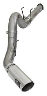 afe large bore hd 5in 409-ss dpf-back exhaust w/polished tip 2017 ford diesel trucks v8 6.7l (td) 49-43090-p