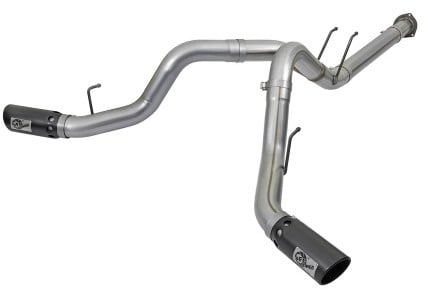 afe large bore-hd 4in 409 stainless steel dpf-back exhaust w/black tip 2017 ford diesel v8 6.7l (td) 49-43092-b