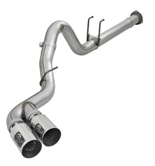 afe rebel xd 4in ss down-pipe back exhaust w/dual polished tips 17-18 ford diesel trucks v8-6.7l(td) 49-43102-p