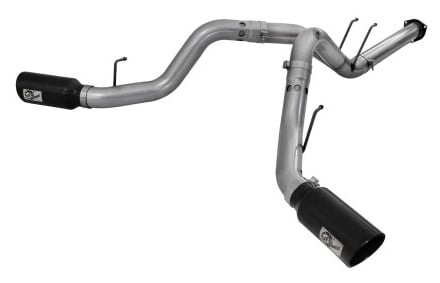 afe large bore-hd 4in 409 stainless steel dpf-back exhaust w/black tip 15-16 ford diesel v8 trucks 49-43122-b