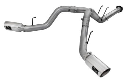 afe large bore-hd 4in 409 stainless steel dpf-back exhaust w/polished tips 15-16 ford diesel truck 49-43122-p