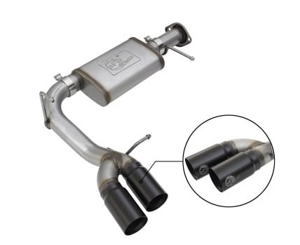 afe rebel series cb 3in middle side exit ss exht w/ black tips 15-17 chevy colorado / gmc canyon 49-44061-b